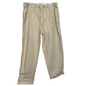 Sonoma Beige Linen Blend Pull On Pants Women Size Large Relaxed Casual Wide Leg